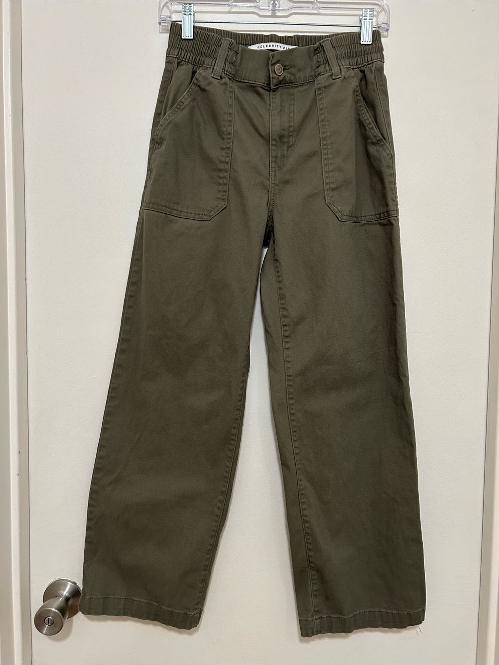 Celebrity Pink Khaki Wide Leg Cargo Pants High Rise Elastic Back S Casual Style